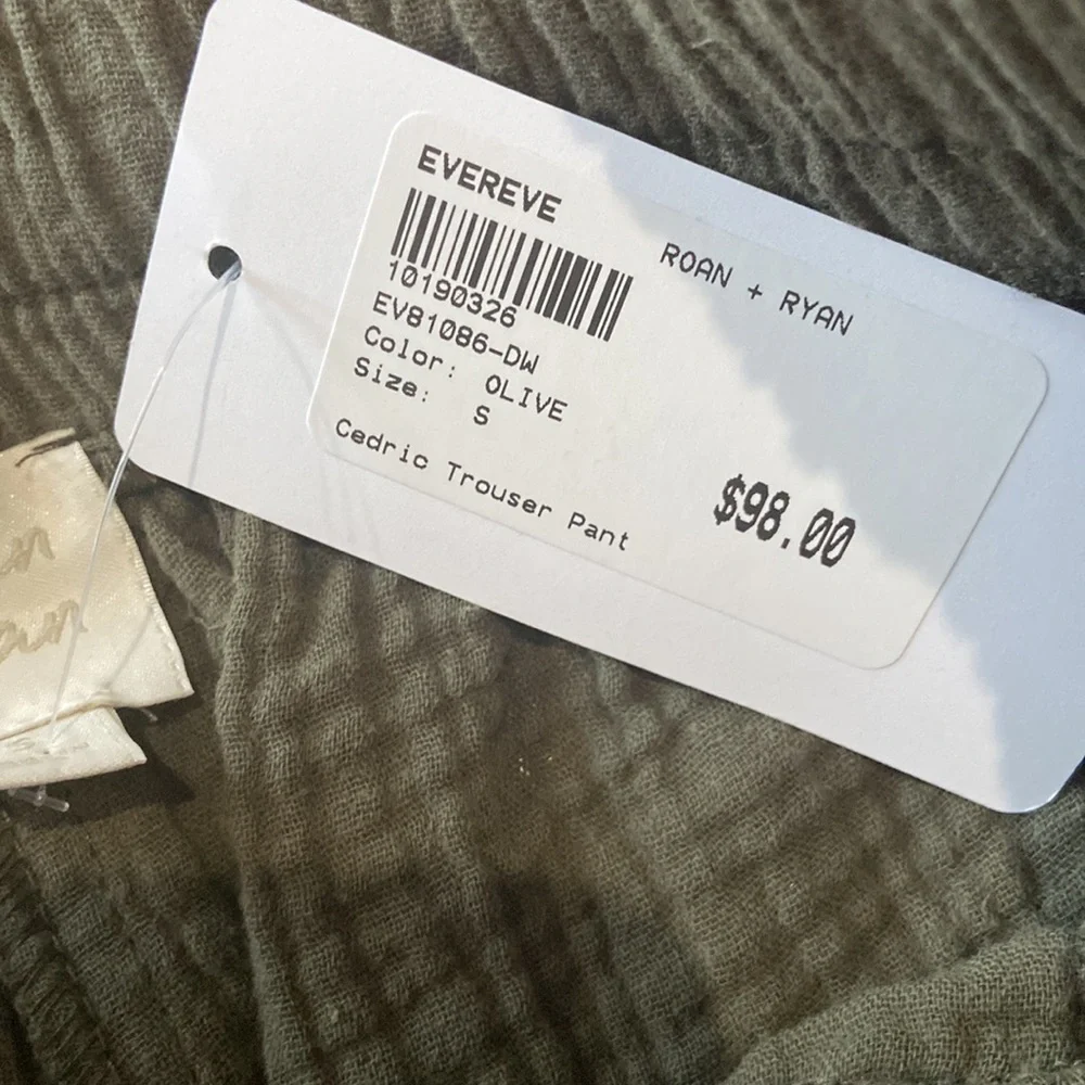 NWT Evereve Roan+Ryan Green Cedric Trouser Cotton Crop Pants - Picture 5 of 11